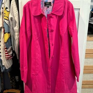 dennis basso Hot Pink Paisley-Print Lined Jacket